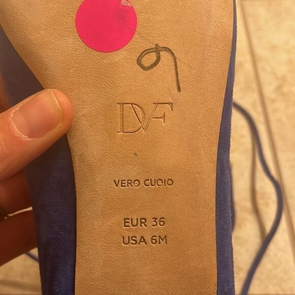 NWT Diane Von Furstenberg blue suede lace up flats - Picture 7 of 8